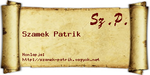 Szamek Patrik névjegykártya